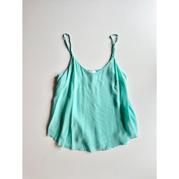 Aritzia WILFRED Minou Turquoise Silk Crepe Lace Trim Camisole Tank Top, Size S - Picture 5 of 11